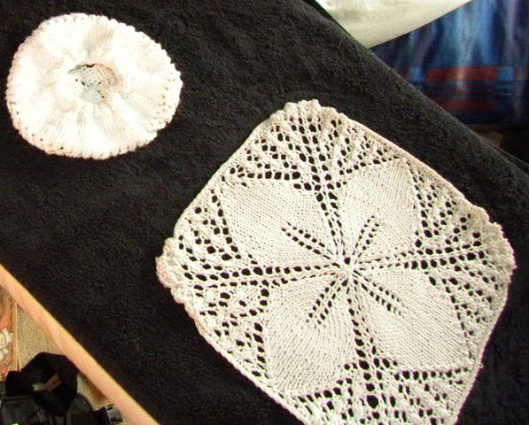 head doily before a rubber band is added