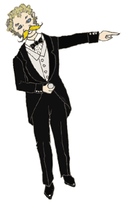 dapper pointing elfish man